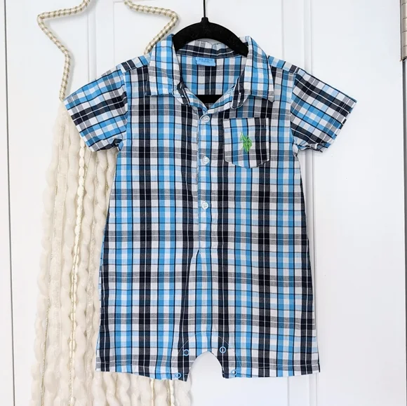 Polo Bottoms Us Polo Assn Plaid Romper 8m Poshmark